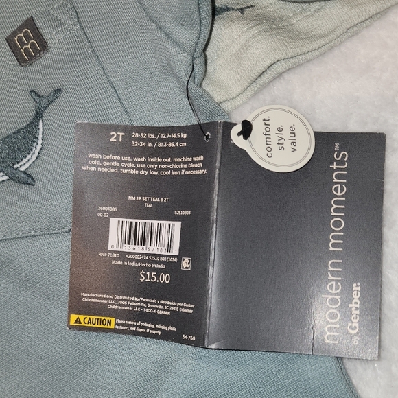 Kids Polo Shirt Set with Whale Design - Blue and Cream - Picture 4 of 7